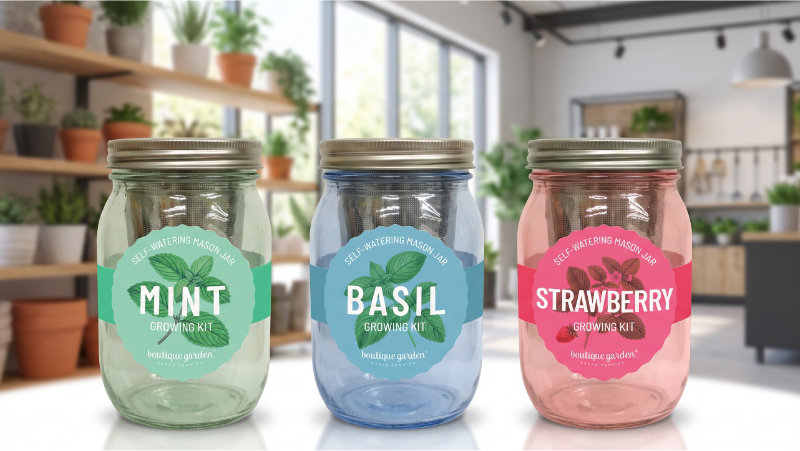 Assorted mini grow kit displays for different store types